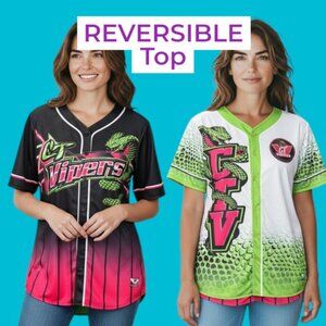 CT Vipers Reversible Jersey NYLA #24 Rhinestone Sparkle Softball Baseball Top